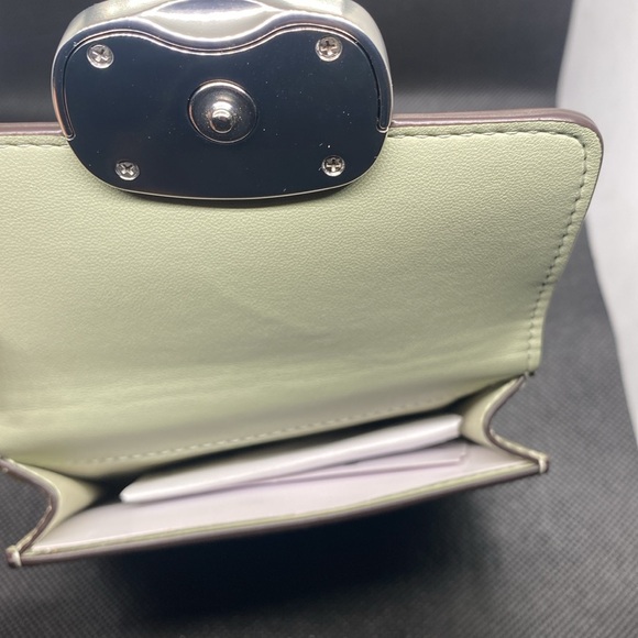 FOR ELANA💚COACH💚 Eliza Silver/Pale Green Small Wallet/NWT - Picture 7 of 10